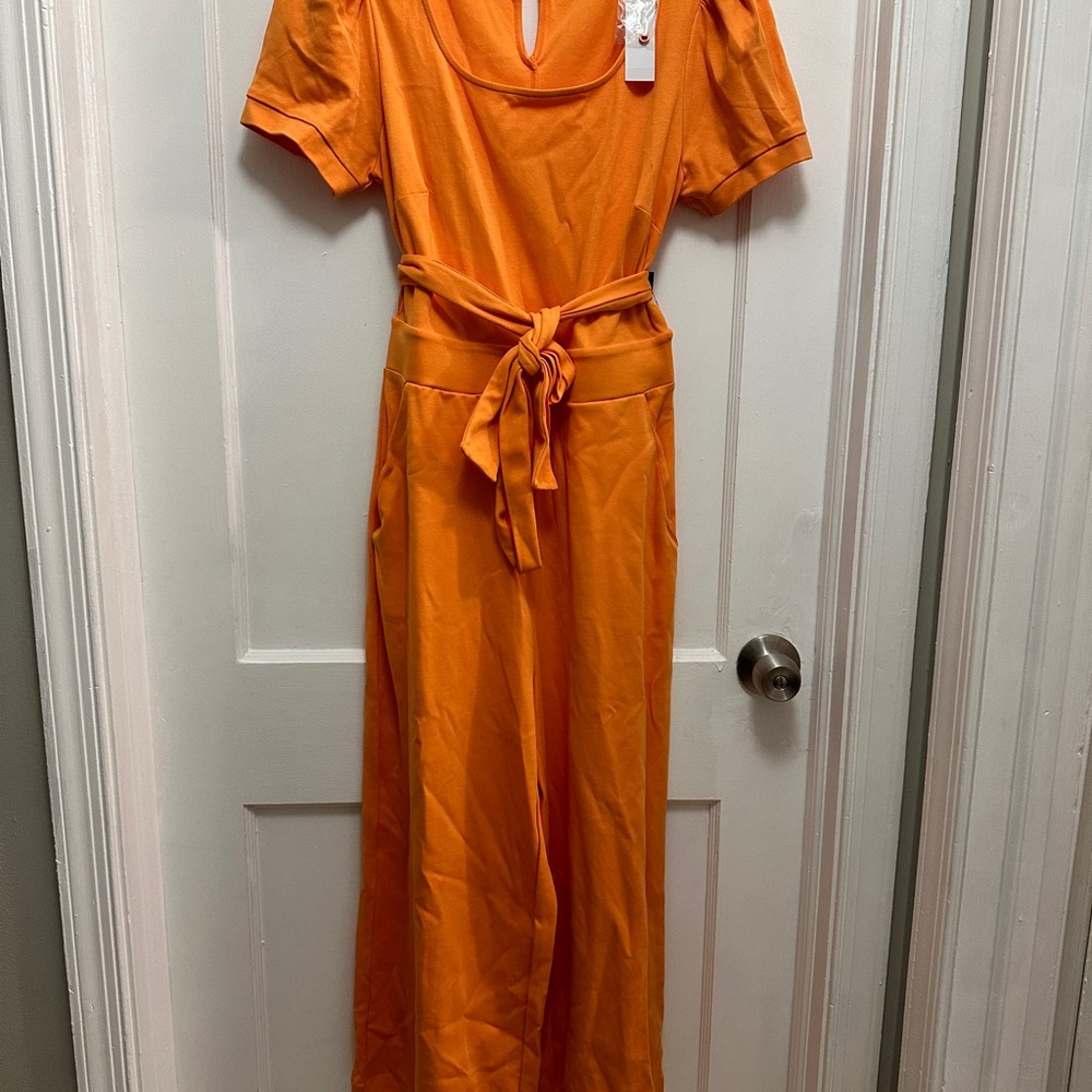 Vibrant Orange Jumpsuit with Belt